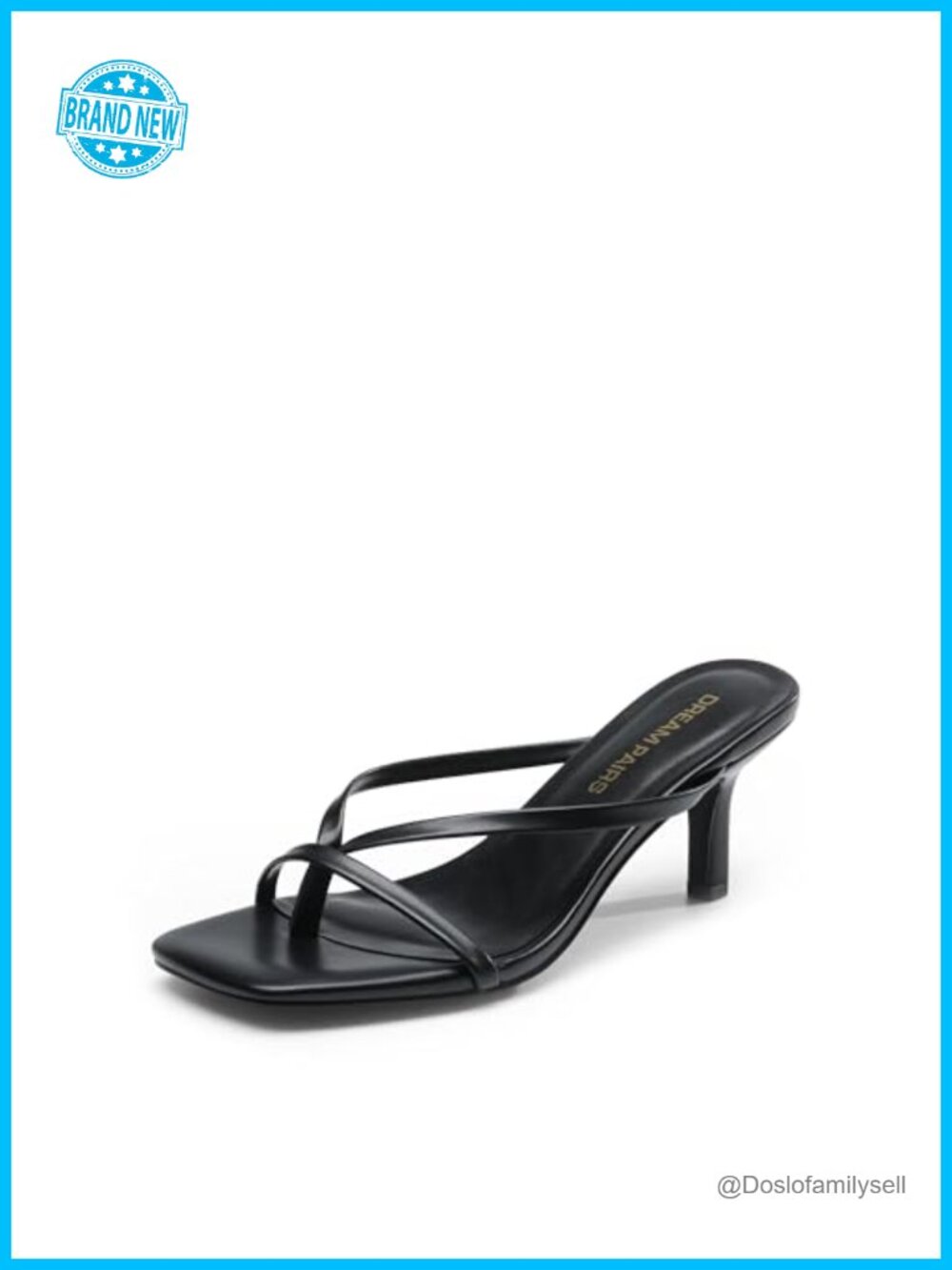 Flip-Flop Kitten Heel Sandals with Square Toe & Faux Leather